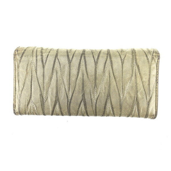 Miu Miu Wallet long Khaki Green leather zipper Matelasse - Picture 1 of 6